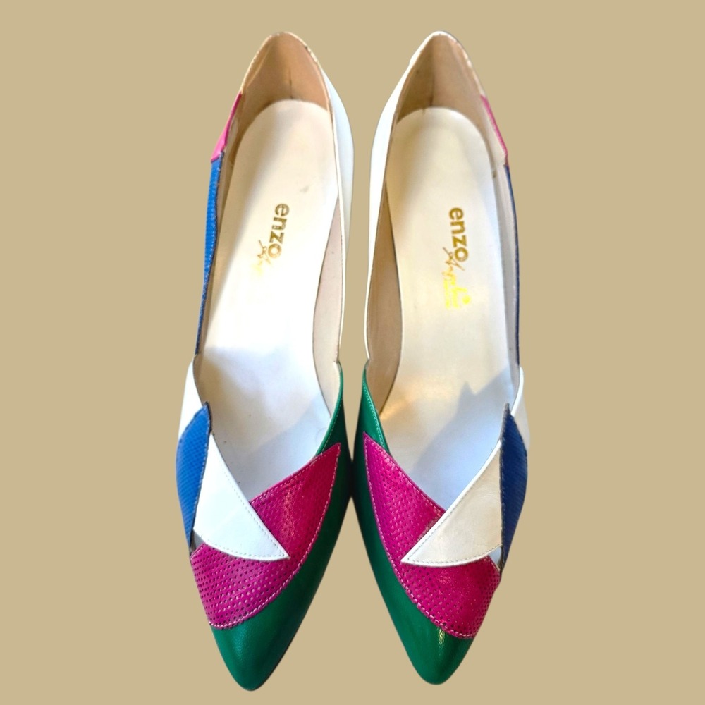 Vintage Enzo Angiolini "Gilda" Colorblock Pumps – Made in Italy – 8.5 M – NEW in - Picture 13 of 15